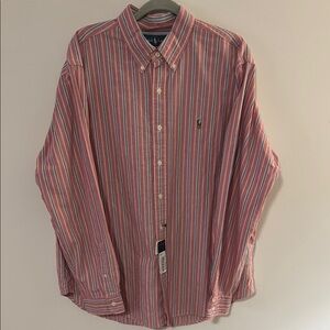 NWT Polo Ralph Lauren Men’s Red Striped Button Down Long Sleeve Shirt Size XL